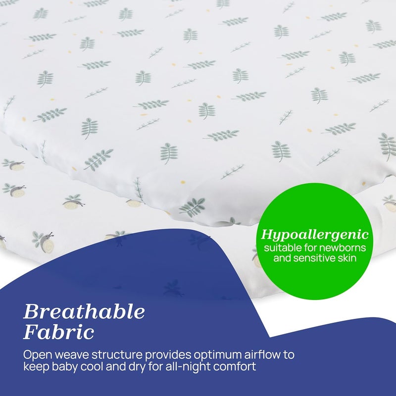 Chicco Baby Hug Crib Bamboo Sheets (2 Pack), Soft and Hypoallergenic, Thermoregulating, Eco-Friendly, Suitable for Sensitive Skin, Greenery - Image 5