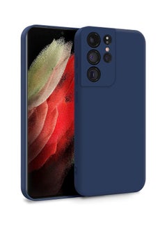 Silky-Soft Touch Full-Body Protective Silicone Case for Samsung Galaxy S21 Ultra 5G Shockproof Cover with Microfiber Lining (Blue)