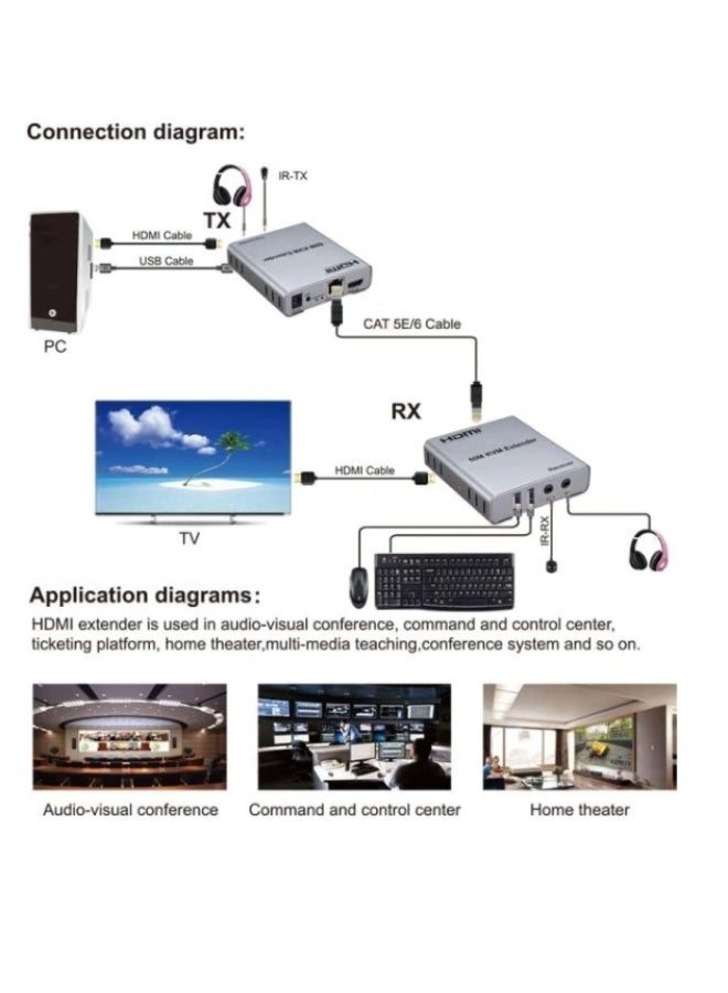 Haing موسع HDMI مع USB KVM دعم 60 متر 1080P - Image 3