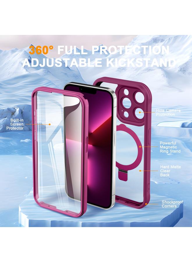 S-TOP Case For iPhone 13 Pro Skin Feel MagSafe Holder 360 Full Body Phone Case - Image 2