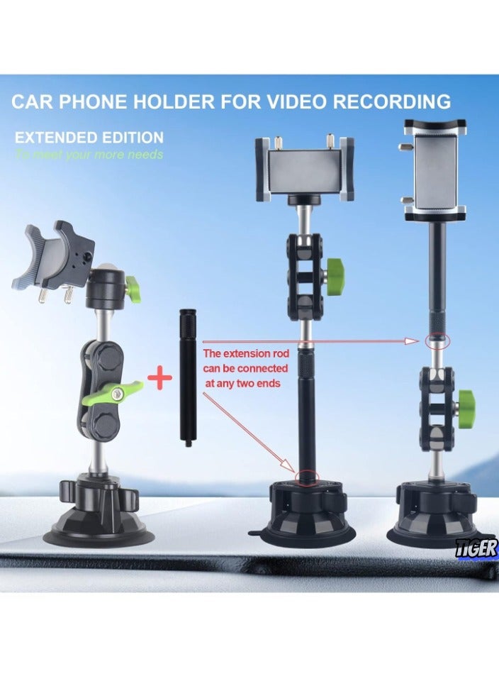 TIGER Car Phone Mount for Video Recording – Universal Magic Arm Suction Holder for Windshield, Dashboard & Vlog Shooting – Compatible with All Smartphones – Stable, Adjustable, Hands-Free Solution - Image 2