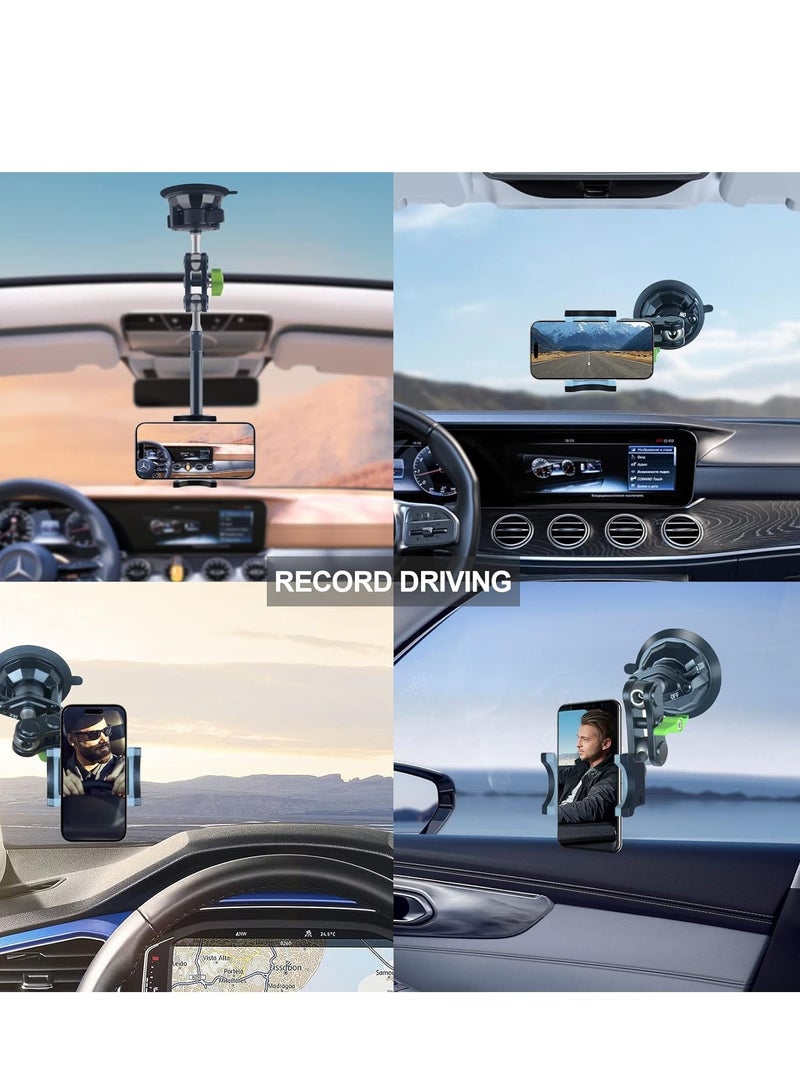 TIGER Car Phone Mount for Video Recording – Universal Magic Arm Suction Holder for Windshield, Dashboard & Vlog Shooting – Compatible with All Smartphones – Stable, Adjustable, Hands-Free Solution - Image 3