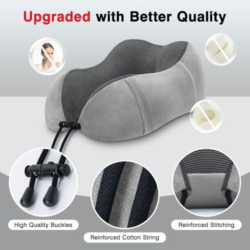 urnexttour Neck Pillow Airplane2 Pack Memory Foam Travel Pillow Soft Support Travel Neck Pillow for Travelling Sleeping Rest Car Train and Home Use BlackGrey - Image 3