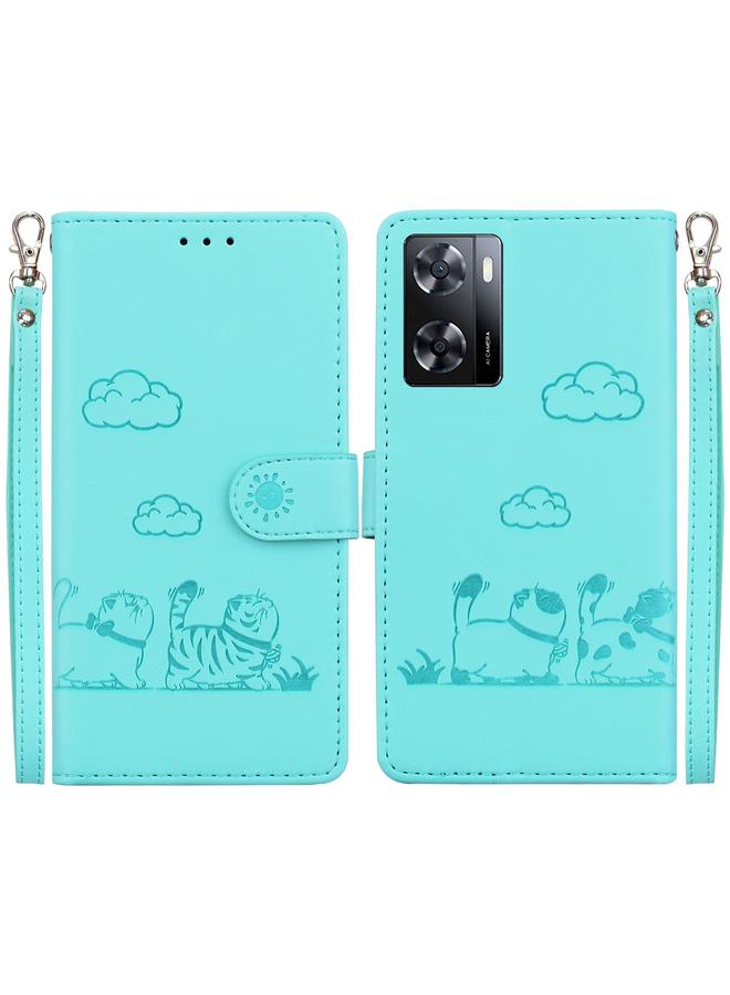 S-TOP Case For OPPO A57 5G / A77 5G Cute Cats RFID Leather Phone Case - Image 1