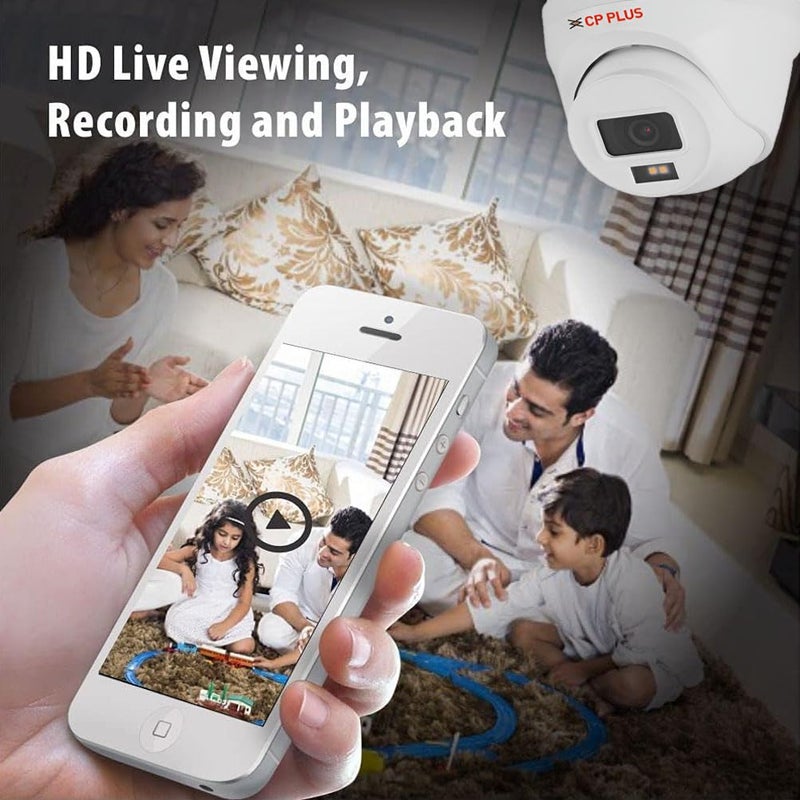 CP PLUS مسجل فيديو رقمي 4 قنوات مع كاميرات CCTV خارجية 2 ميجابكسل 2X، ميكروفون صوتي مدمج، رؤية ليلية ملونة مزدوجة، كشف الحركة، 4 قنوات SMPS، كابل بطول 70 متر، 500 جيجابايت HDD، مطلوب BNC/DC - Image 5