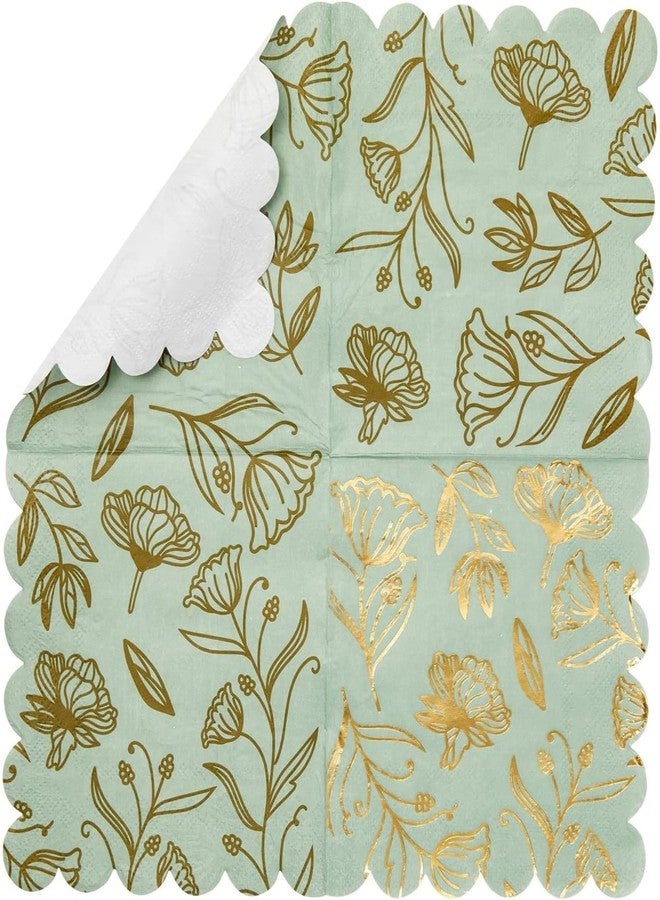Sparkle and Bash 100 Pack Gold Foil Scalloped Edge Cocktail Napkins - 3-Ply, 5 x 5 in Gold Paper Napkins - Suitable for Garden Party and Wedding - Image 3