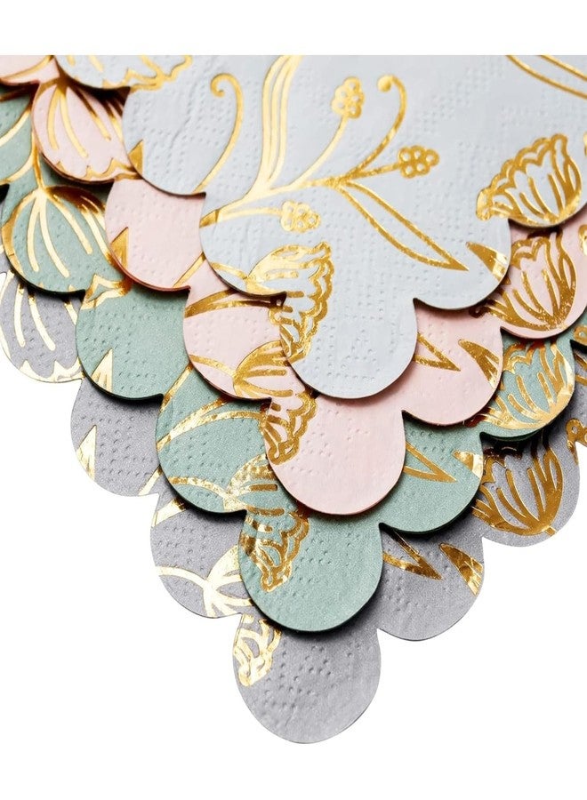 Sparkle and Bash 100 Pack Gold Foil Scalloped Edge Cocktail Napkins - 3-Ply, 5 x 5 in Gold Paper Napkins - Suitable for Garden Party and Wedding - Image 5