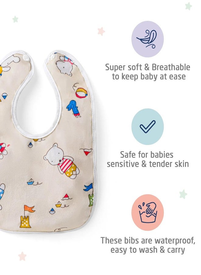 Joy Buzz Waterproof Spill Resistant Baby Feeding Printed Cotton Bibs With Snap Button Closure for 6 to 12 months new born baby/toddler- Pack of 3 (Multicolor 7) - Image 2