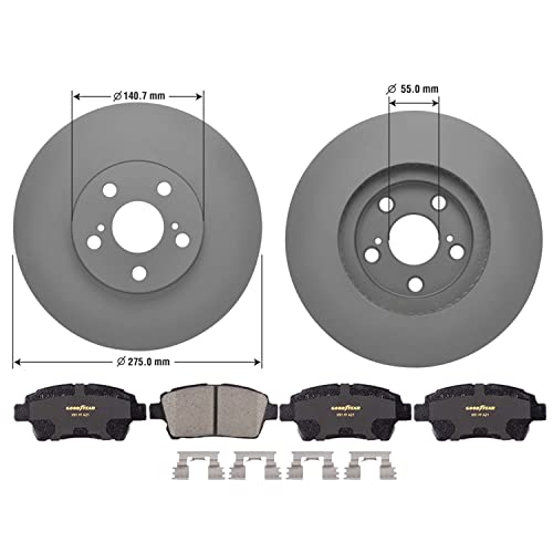 Goodyear Brakes PRK76837F | Front Premium Brake Kit with Pair (2) of AntiOx Coated Brake Rotors and Ceramic Brake Pads fits Toyota Celica 2000 - Image 2