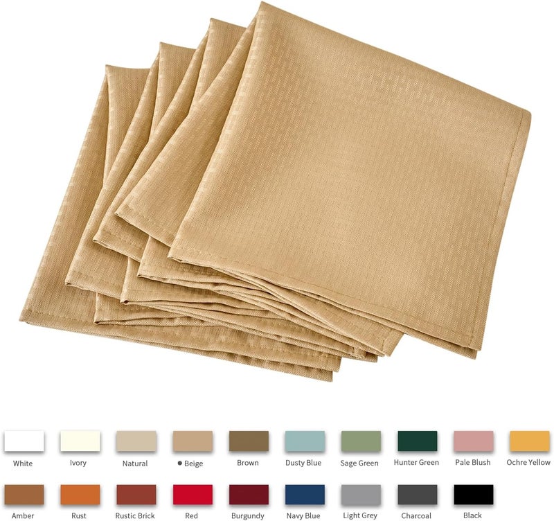 maxmill Cloth Napkins 20 x 20 Inch Weaved Texture Pattern Soft Comfortable and Luxury Serviette for Restaurant Family Dinners Weddings Parties and Banquets Set of 4 Pieces Beige - Image 4