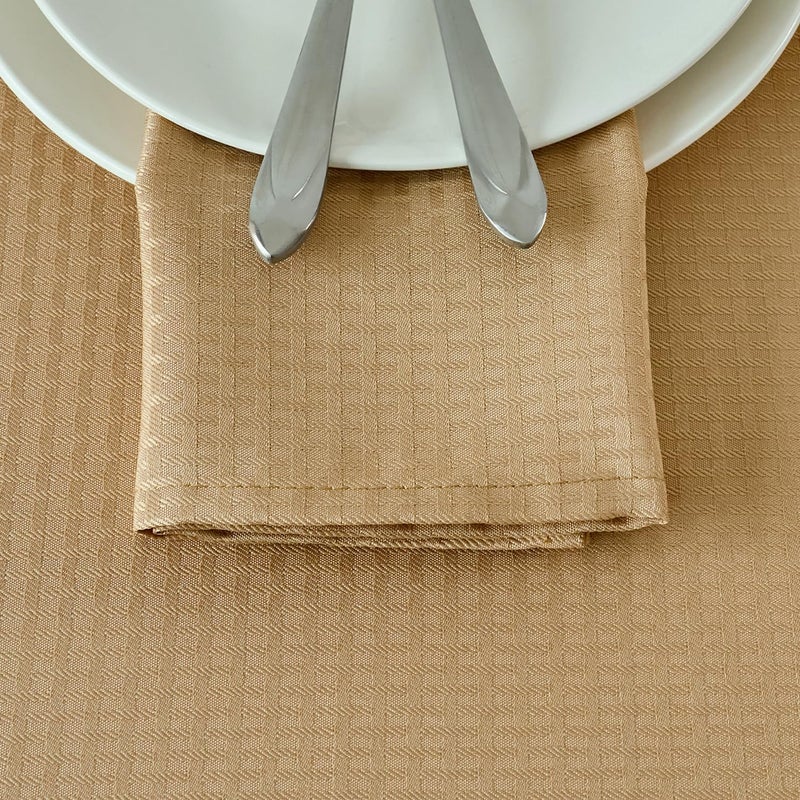 maxmill Cloth Napkins 20 x 20 Inch Weaved Texture Pattern Soft Comfortable and Luxury Serviette for Restaurant Family Dinners Weddings Parties and Banquets Set of 4 Pieces Beige - Image 3