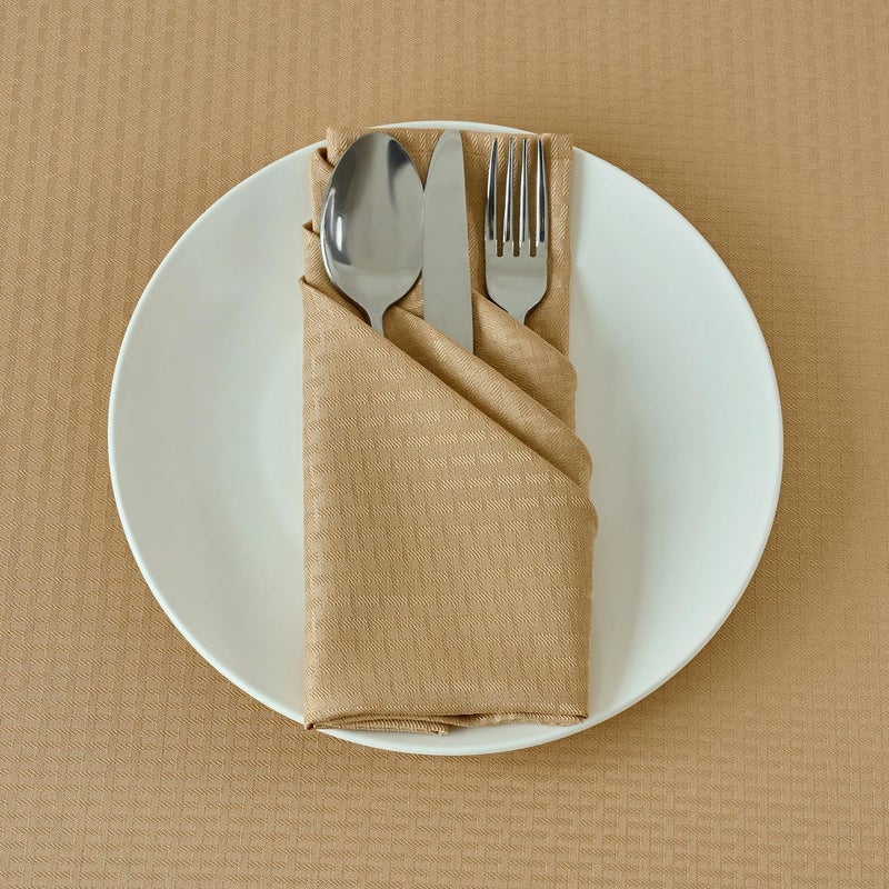 maxmill Cloth Napkins 20 x 20 Inch Weaved Texture Pattern Soft Comfortable and Luxury Serviette for Restaurant Family Dinners Weddings Parties and Banquets Set of 4 Pieces Beige - Image 5