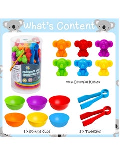 XICEN Counting Toys Koalas Matching Game with Sorting Bowls Math Games Sensory Training Toy Set Preschool Learning Activities Toys Montessori Educational Toys Set Gift for 3+Year Old Kids Boys Girls  - Image 3