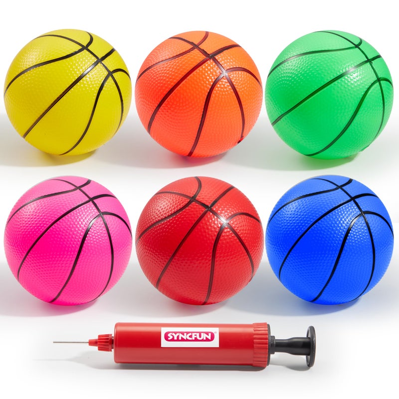 SYNCFUN 6 PCS Mini Basketballs 5 inches Colorful Small Ball for Basketball Hoop Inflatable Rubber Ball Sports Toys Gift for Toddlers and Teenagers 6 Colors - Image 2