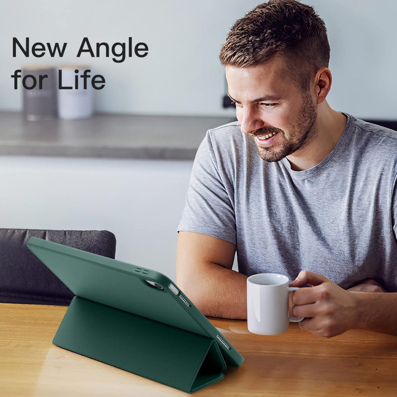 Akkerds Compatible with iPad (A16) 11th Generation Case 11 Inch 2025, for iPad 10th Generation Case 10.9 Inch 2022 with Pencil Holder, Slim Trifold Stand Protective Cover with Soft TPU Back,Pine Green - Image 2