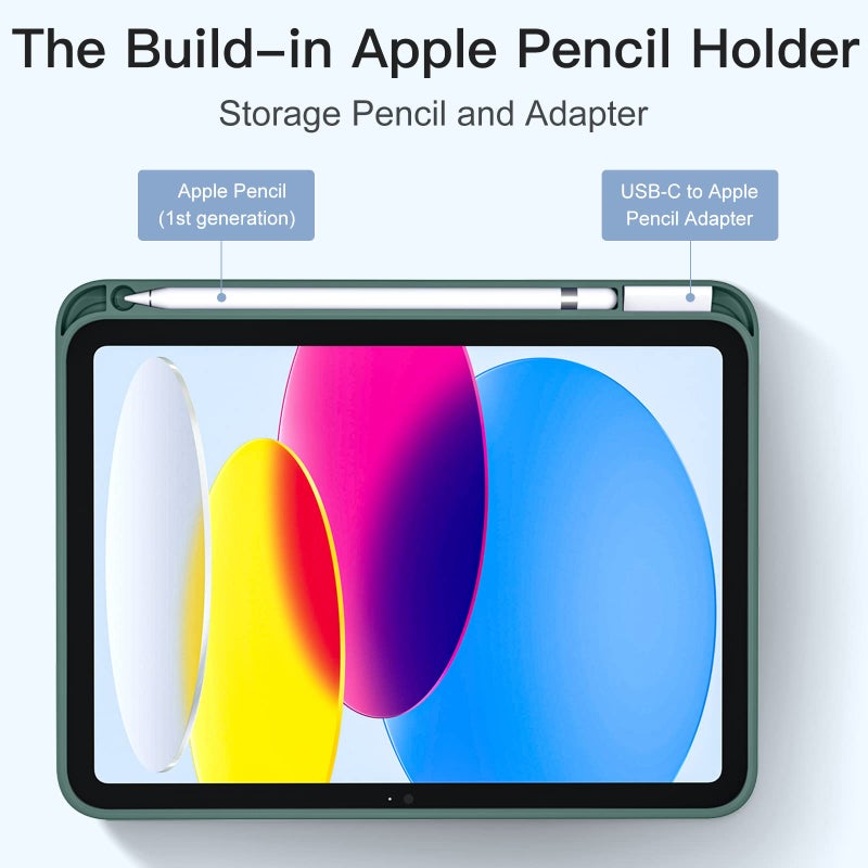 Akkerds Compatible with iPad (A16) 11th Generation Case 11 Inch 2025, for iPad 10th Generation Case 10.9 Inch 2022 with Pencil Holder, Slim Trifold Stand Protective Cover with Soft TPU Back,Pine Green - Image 4
