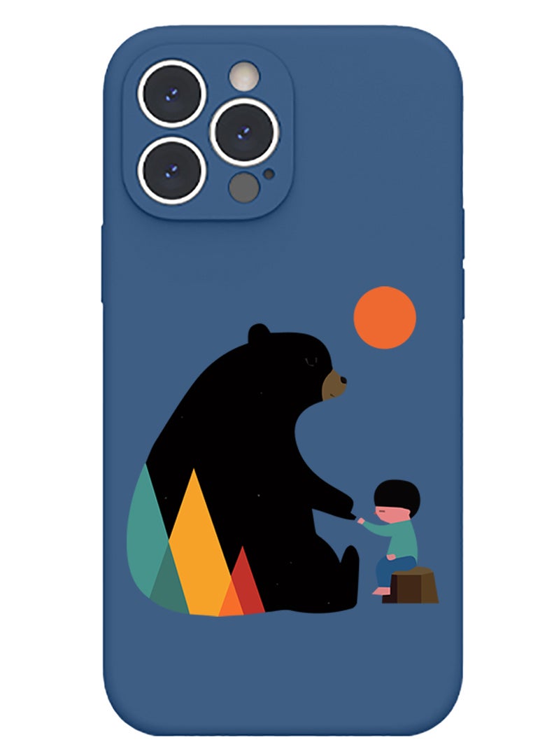 Theodor Protective Slim Fit Case Liquid Silicone Cover with Full Body Protection Anti-Scratch Shockproof Case For iPhone 13 Pro Max Blue  - PS sumbol - Image 1