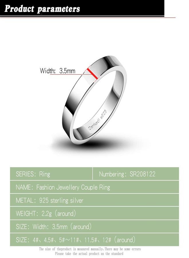 Dankadi Simple Fashion S925 Sterling Silver Ring Smooth Plain Dome Comfort Solid Silver Wedding Ring For Men & Women 3.5 mm 3-13# 24k Real Gold Plated Jewelry, 5.5 mm, Sterling Silver, Cubic Zirconia - Image 3
