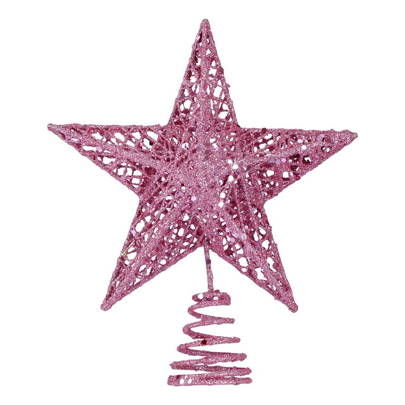 BinaryABC Christmas Tree Topper StarGlittering Christmas Tree Decoration Ornaments20cm Pink
