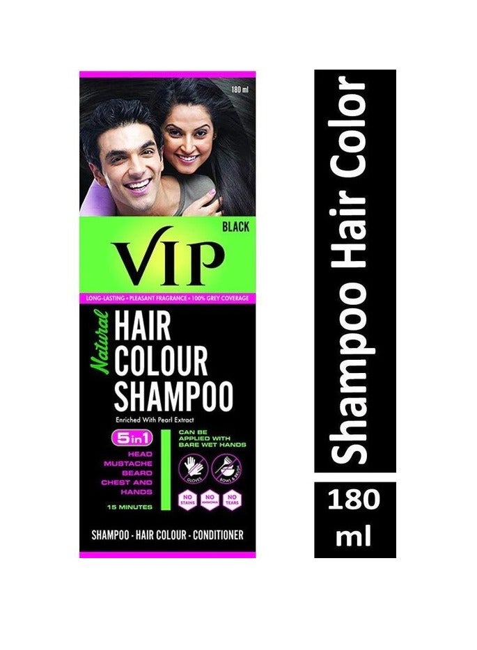 VIP 5 in 1 Shampoo Hair Color Black - 180 ml - Image 1