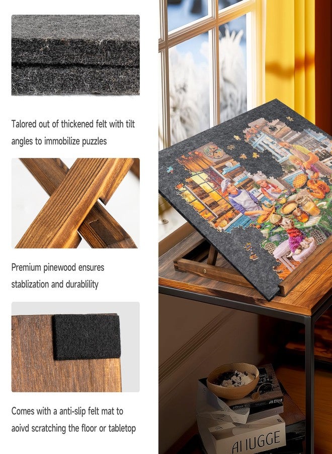Tektalk Foldable Jigsaw Puzzle Board with 3 Angle Adjustable Bracket/Stand, Lightweight Portable Puzzle Mat Plateau with Wooden Easel, Foldaway Felt Puzzle Table, for Up to 1000 Pieces - Dark Gray - Image 4
