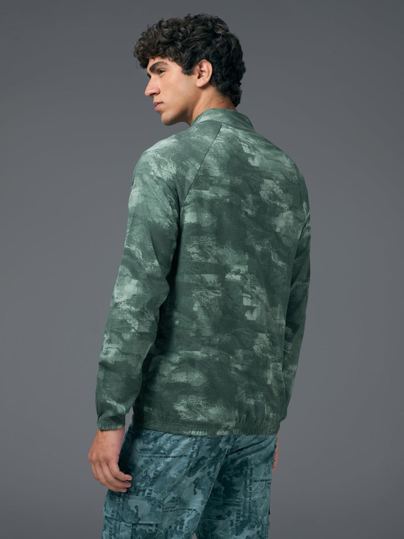 TECHNOSPORT Men's Slim Fit All Over Print Regular Jacket for Sports And Gym - (MJPM92MGR_Muted Green_L) - Image 2