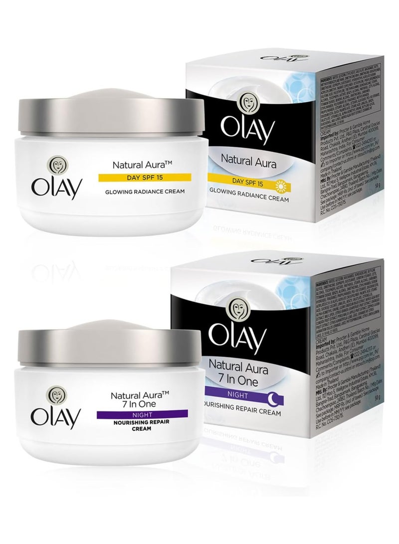 مجموعة من عبوتين من كريم النهار والليل ناتشورال بعامل حماية من الشمس 15 50جم