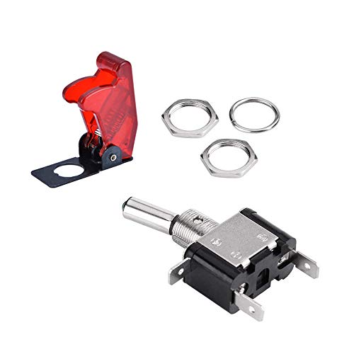 ESUPPORT Car Red Cover Red LED Light Rokcer Toggle Switch SPST ON Off Pack of 5 - Image 4