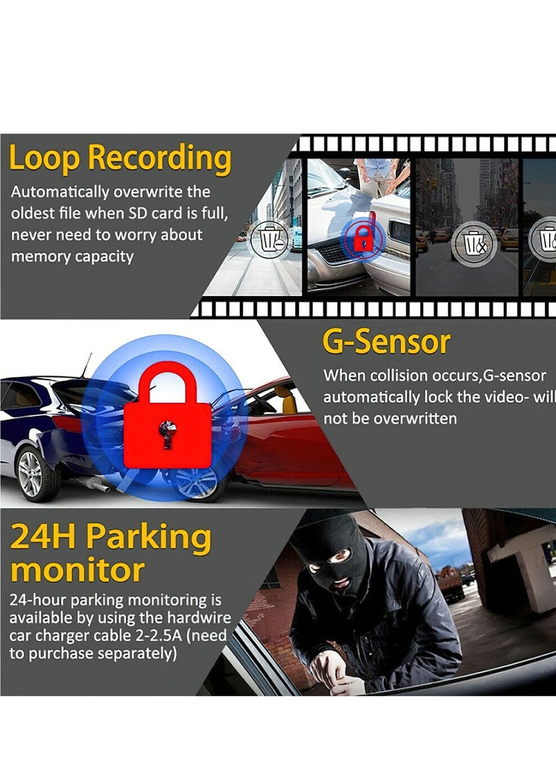 Generic 4-inch LCD Car Camera 1080P DVR Dual Lens Dash Cam with Front Rear Inside, Night Vision G-sensor  - Image 4