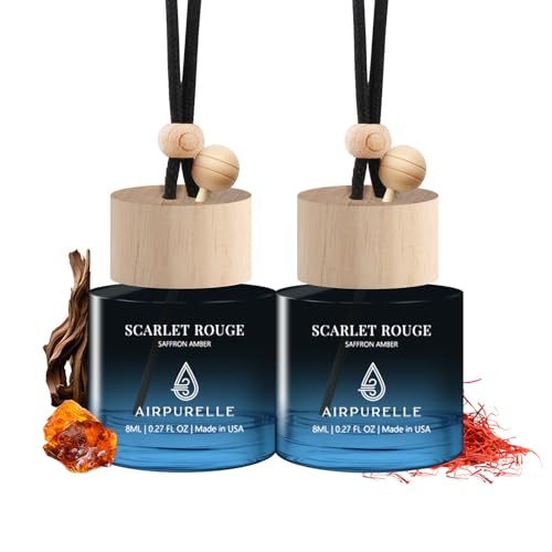 AirPurelle Car Air Freshener Hanging 2 Pack Car Air Fresheners Diffuser Saffron Amber Fragrance Oil Air Diffuser for Car 45 days Long Lasting Fragrance Two 027 FL OZ8ML Made in USA Car Air Fresheners - Image 1