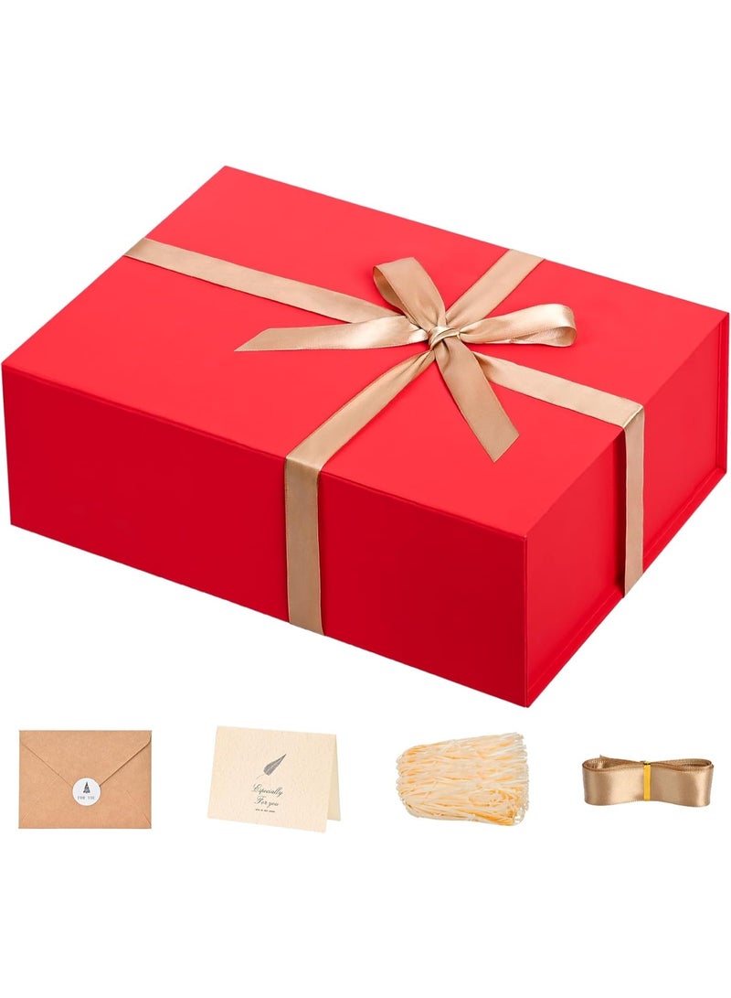 JOSQUEWNN Red Gift Box 35 x 20 x 11.2 cm Large Gift Boxes with Magnetic Closure Luxury for Gifts Box Contains Card, Ribbon, Shredded Paper Filler Wedding, Halloween, Birthday. - Image 1