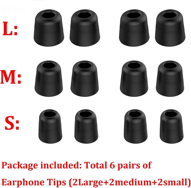 Proxima Direct 6 Pairs Memory Foam Ear Tips with Storage Case, 12 PCS Replacement Premium Earbuds Block Out Ambient Noise for all 5mm-7mm in-Ear Earphones (Black, S/M/L) - Image 2