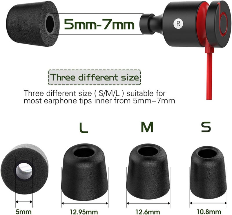 Proxima Direct 6 Pairs Memory Foam Ear Tips with Storage Case, 12 PCS Replacement Premium Earbuds Block Out Ambient Noise for all 5mm-7mm in-Ear Earphones (Black, S/M/L) - Image 3
