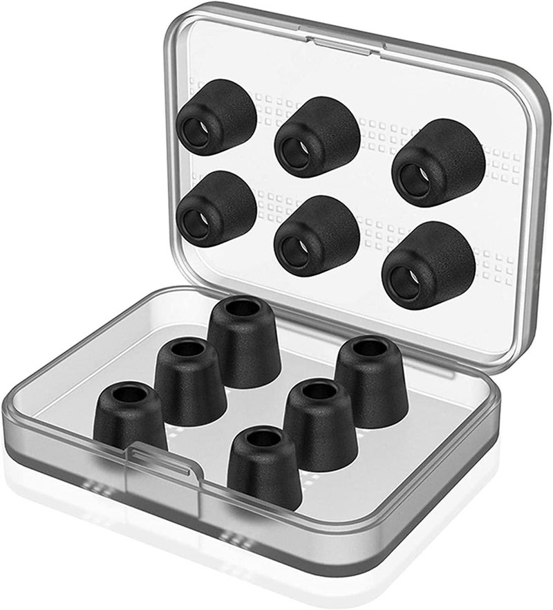 Proxima Direct 6 Pairs Memory Foam Ear Tips with Storage Case, 12 PCS Replacement Premium Earbuds Block Out Ambient Noise for all 5mm-7mm in-Ear Earphones (Black, S/M/L) - Image 1