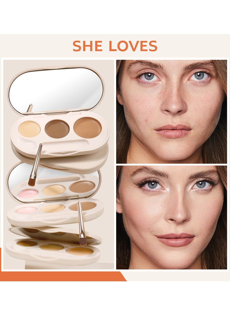 Sheloves Sheloves Concealer Palette Set - Creamy Formula with Brush - Ideal for Concealing Dark Circles Flawless Makeup and Brightening Skin(003)  - Image 4