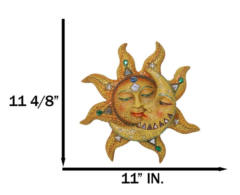 Ebros Gift Ebros Colorful Celestial Heavens Mosaic Sun and Moon Wall Decor Plaque 12"Tall Day Surrendering Unto Night Belenos God And Goddess Selene Hanging Wall Mount Sculpture - Image 2