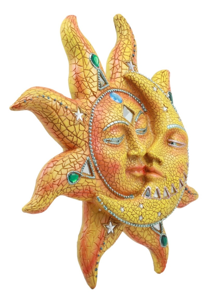 Ebros Gift Ebros Colorful Celestial Heavens Mosaic Sun and Moon Wall Decor Plaque 12"Tall Day Surrendering Unto Night Belenos God And Goddess Selene Hanging Wall Mount Sculpture - Image 4