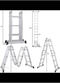 ABBASALI Multi Purpose Folding Step Ladder Platform Extendable Scaffold Ladder 3.8M 12.5 Feet EN131 Aluminum 7 in 1 Extension Step Lightweight 330LB (12.5 Ft)  - Image 1
