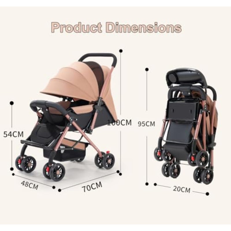 Two-way Lightweight Stroller for Urban Travel, Aluminum Frame, Black, One-click Foldable with Storage Basket Multi-Position Reclining Seat - Image 3
