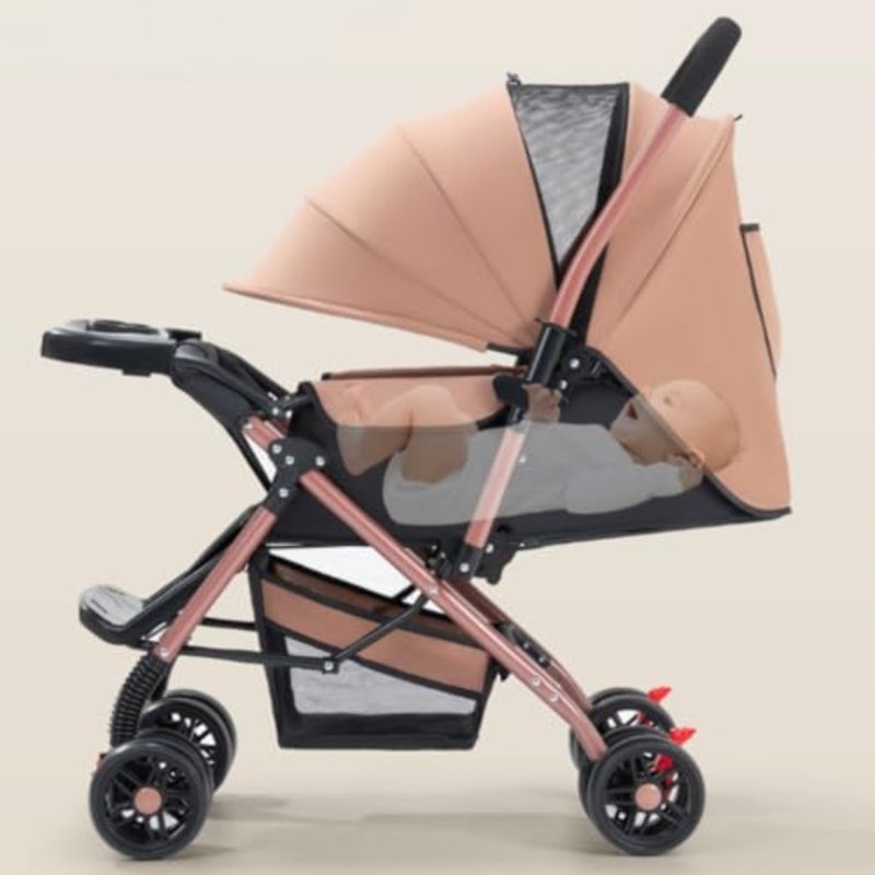 Two-way Lightweight Stroller for Urban Travel, Aluminum Frame, Black, One-click Foldable with Storage Basket Multi-Position Reclining Seat - Image 5