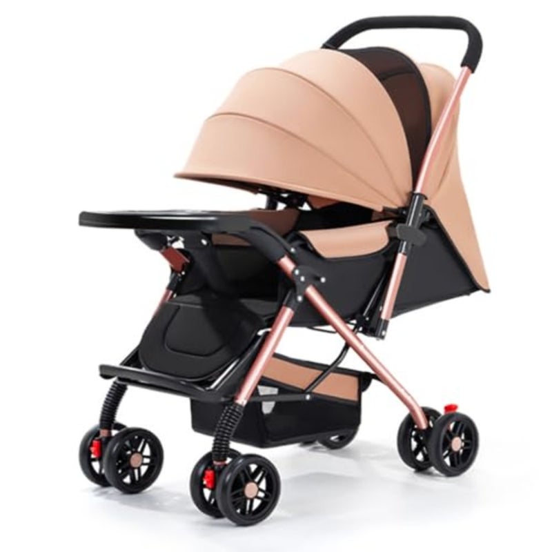 Two-way Lightweight Stroller for Urban Travel, Aluminum Frame, Black, One-click Foldable with Storage Basket Multi-Position Reclining Seat - Image 1