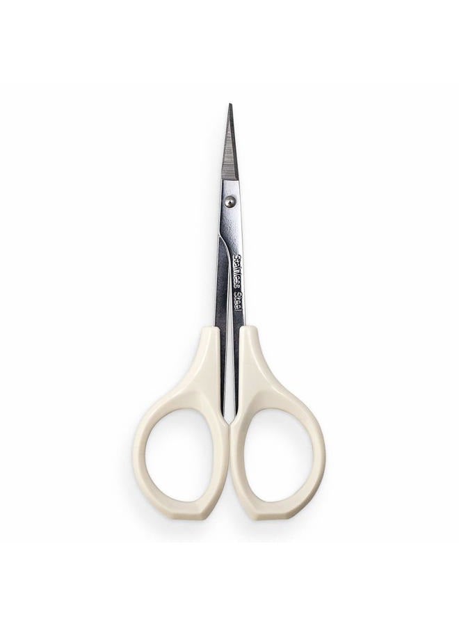 Humbee Eyebrow Scissors Self Care Tools Small Scissors for Facial, Nose, Eyebrow, Mustache, and Beard Hair Trimming & Grooming, Straight Edge, White Short Cap - Image 2