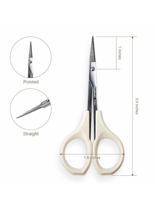 Humbee Eyebrow Scissors Self Care Tools Small Scissors for Facial, Nose, Eyebrow, Mustache, and Beard Hair Trimming & Grooming, Straight Edge, White Short Cap - Image 4