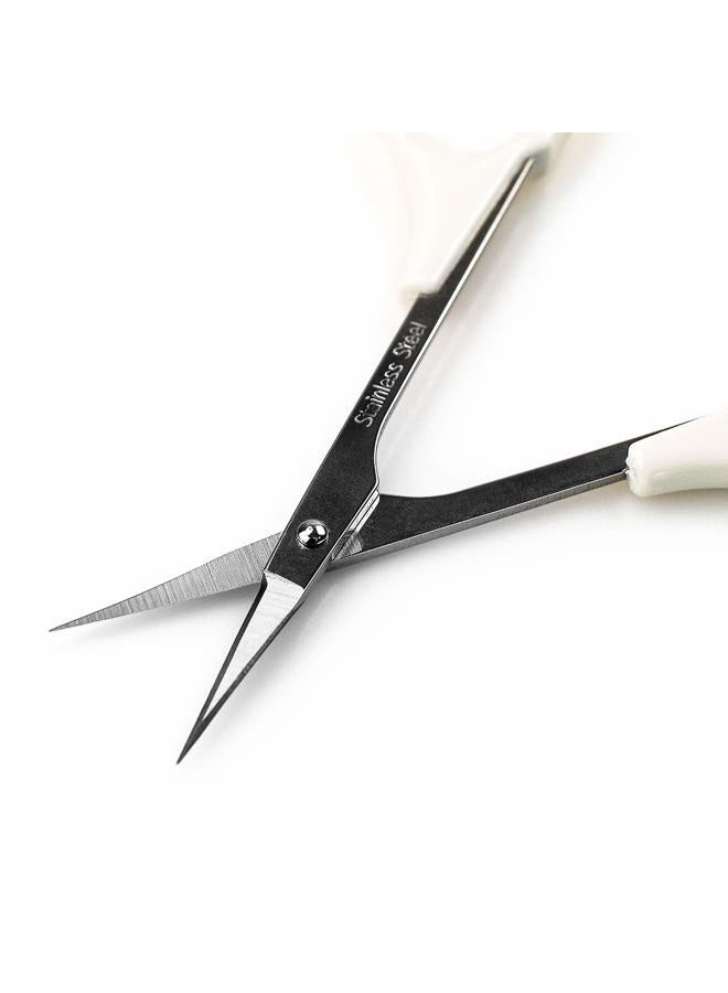 Humbee Eyebrow Scissors Self Care Tools Small Scissors for Facial, Nose, Eyebrow, Mustache, and Beard Hair Trimming & Grooming, Straight Edge, White Short Cap - Image 3