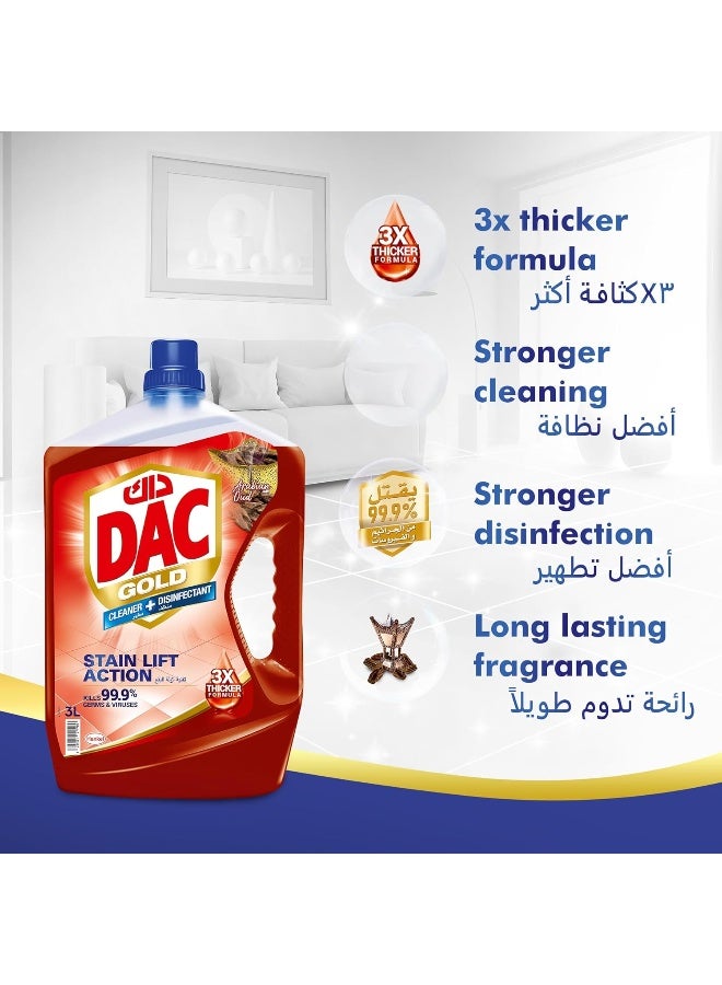 DAC Gold Disinfectant Cleaner - Oud (3 Litres + 1 Litre), All Purpose For 99.9% Germs And Bacteria Removal, With Long-Lasting Cleanliness Freshness - Image 3