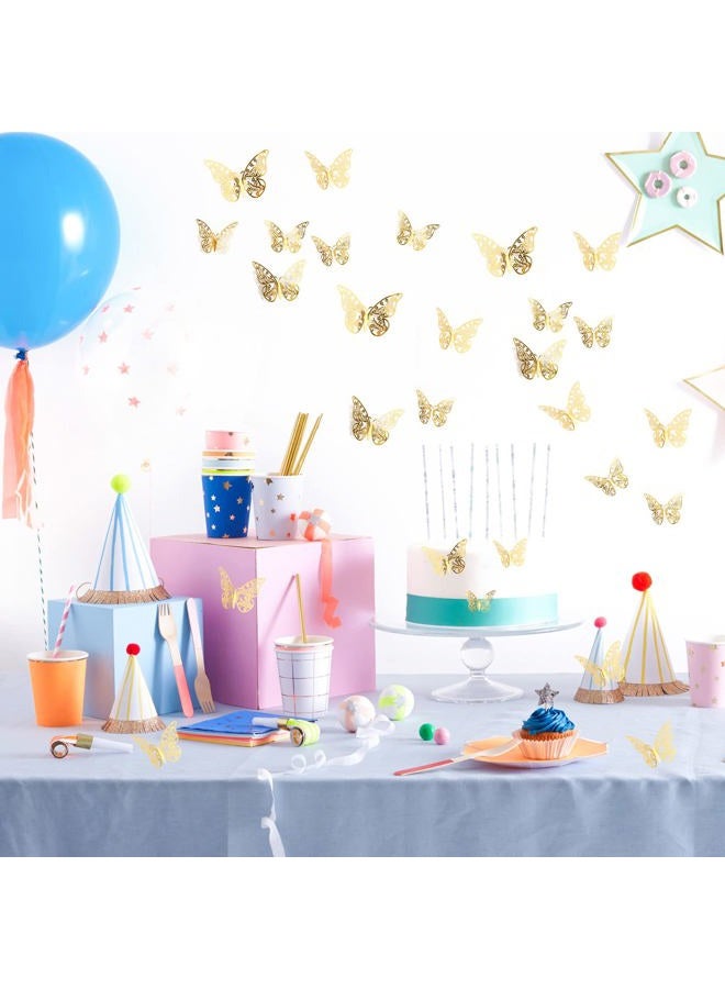 BTYMS 144 Pcs Gold Butterfly Wall Decor, 3D Butterfly Stickers 6 Styles and 3 Sizes, Removable Mural Stickers Metallic Butterflies Decorations for Walls - Image 5