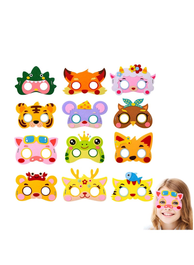 SYOSI 12Pcs Animal Felt Masks, Costume Cosplay Party Dress-Up Party School Kindergarten DIY Manual Favors for Kids Jungle Safari Theme Birthday Party Role Play  Decoration Supplies - Image 1