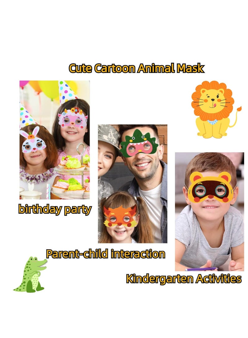 SYOSI 12Pcs Animal Felt Masks, Costume Cosplay Party Dress-Up Party School Kindergarten DIY Manual Favors for Kids Jungle Safari Theme Birthday Party Role Play  Decoration Supplies - Image 3