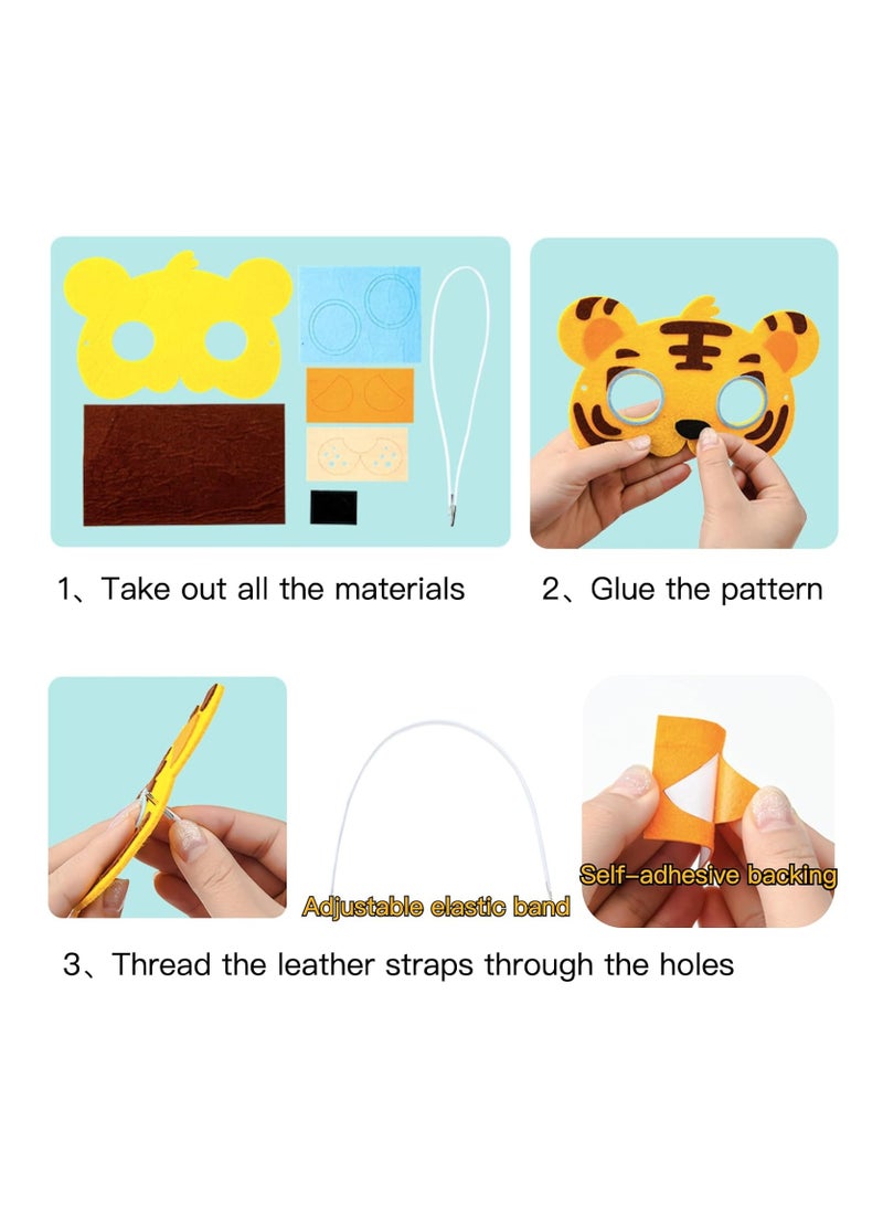 SYOSI 12Pcs Animal Felt Masks, Costume Cosplay Party Dress-Up Party School Kindergarten DIY Manual Favors for Kids Jungle Safari Theme Birthday Party Role Play  Decoration Supplies - Image 4