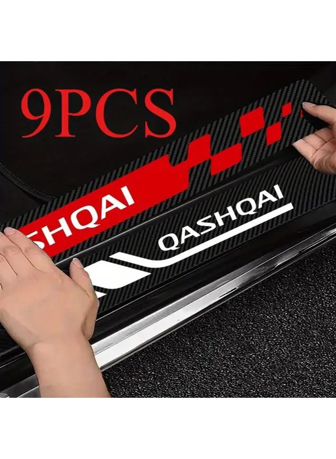 9 Pieces Carbon Fiber Scratch Resistant Car Threshold Stickers For Nissan X Trail 2010 2011 2018 2020 - Image 2